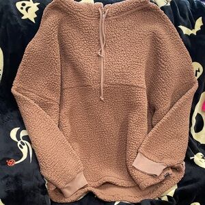 PINK Victoria's Secret Brown Sherpa Pullover